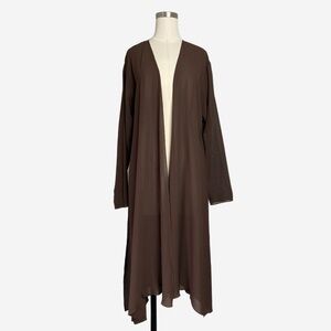 Vintage 90s Dinah Lee Brown open front split back abaya kimono duster boho S/M